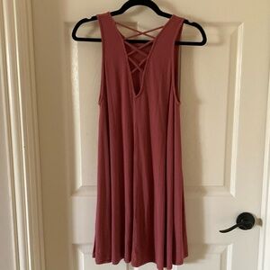 Alya Strappy Trapeze Dress Salmon Pink Mauve Size Small Loose Flowy Fair FLAWS